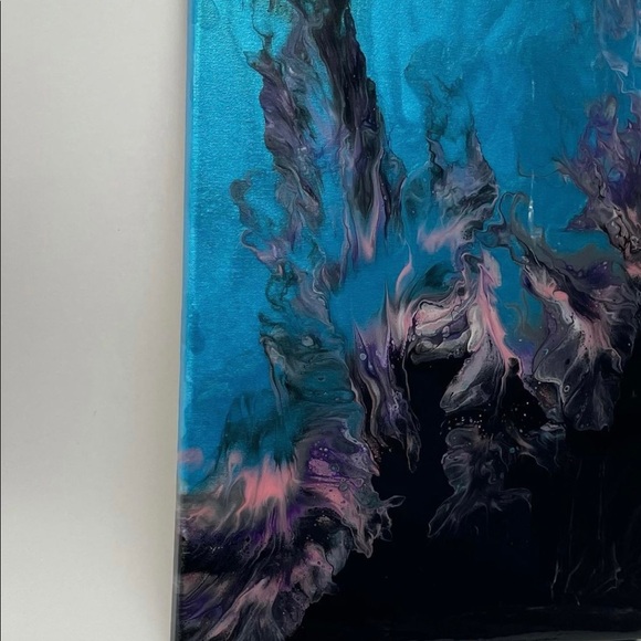 Metallic Black Blue Abstract Wall Art Home Decor
